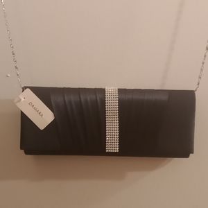 Damara NWT evening clutch w/ silver tone strap